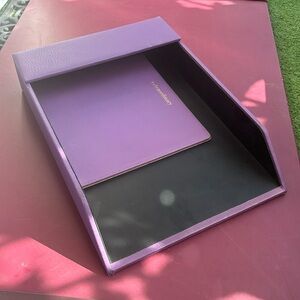 Leatherology Classic Desk Set in Purple Leather - 2 Pieces